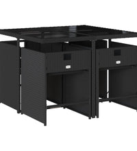 5-tlg. Garten-Essgruppe mit Kissen Schwarz Poly Rattan