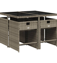 5-tlg. Garten-Essgruppe mit Kissen Grau Poly Rattan