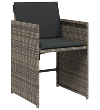 5-tlg. Garten-Essgruppe mit Kissen Grau Poly Rattan