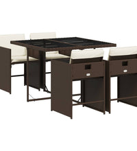 5-tlg. Garten-Essgruppe mit Kissen Braun Poly Rattan