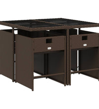 5-tlg. Garten-Essgruppe mit Kissen Braun Poly Rattan