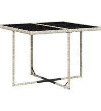 5-tlg. Garten-Essgruppe mit Kissen Hellgrau Poly Rattan