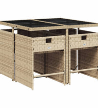 5-tlg. Garten-Essgruppe mit Kissen Beigemischung Poly Rattan