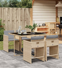 5-tlg. Garten-Essgruppe mit Kissen Beigemischung Poly Rattan