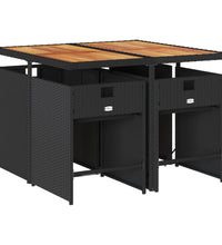5-tlg. Garten-Essgruppe mit Kissen Schwarz Poly Rattan