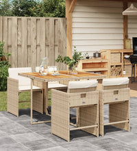 5-tlg. Garten-Essgruppe mit Kissen Beige Poly Rattan