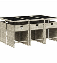 7-tlg. Garten-Essgruppe mit Kissen Hellgrau Poly Rattan