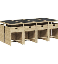 9-tlg. Garten-Essgruppe mit Kissen Beige Poly Rattan