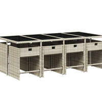 9-tlg. Garten-Essgruppe mit Kissen Hellgrau Poly Rattan