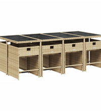 9-tlg. Garten-Essgruppe mit Kissen Beigemischung Poly Rattan