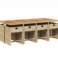 9-tlg. Garten-Essgruppe mit Kissen Beige Poly Rattan