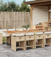 9-tlg. Garten-Essgruppe mit Kissen Beige Poly Rattan