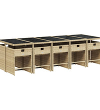 11-tlg. Garten-Essgruppe mit Kissen Beige Poly Rattan