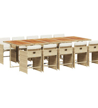 11-tlg. Garten-Essgruppe mit Kissen Beige Poly Rattan