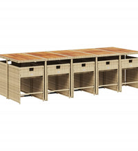 11-tlg. Garten-Essgruppe mit Kissen Beige Poly Rattan