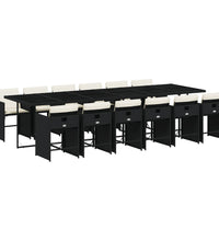13-tlg. Garten-Essgruppe mit Kissen Schwarz Poly Rattan
