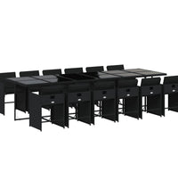 13-tlg. Garten-Essgruppe mit Kissen Schwarz Poly Rattan