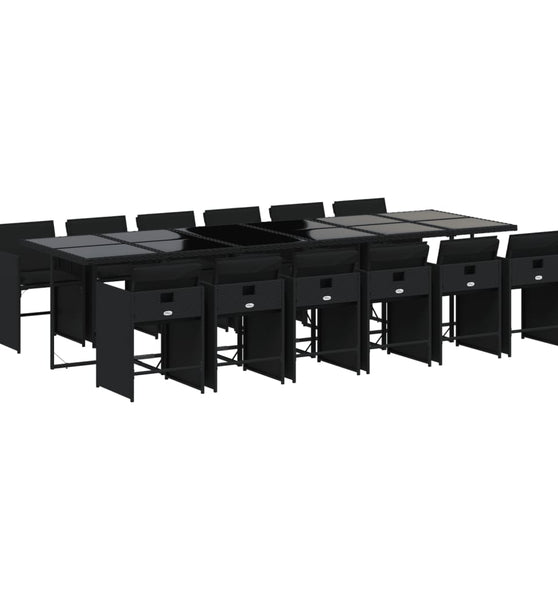 13-tlg. Garten-Essgruppe mit Kissen Schwarz Poly Rattan