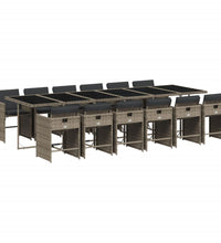 13-tlg. Garten-Essgruppe mit Kissen Grau Poly Rattan