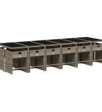 13-tlg. Garten-Essgruppe mit Kissen Grau Poly Rattan