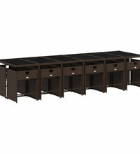 13-tlg. Garten-Essgruppe mit Kissen Braun Poly Rattan