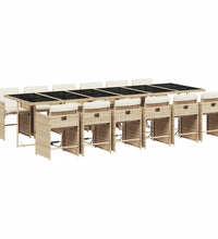 13-tlg. Garten-Essgruppe mit Kissen Beige Poly Rattan