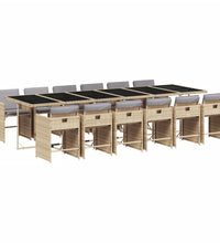 13-tlg. Garten-Essgruppe mit Kissen Beigemischung Poly Rattan