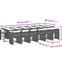 13-tlg. Garten-Essgruppe mit Kissen Beigemischung Poly Rattan
