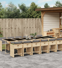 13-tlg. Garten-Essgruppe mit Kissen Beigemischung Poly Rattan