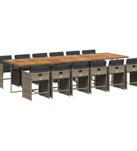 13-tlg. Garten-Essgruppe mit Kissen Grau Poly Rattan