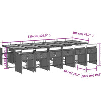 13-tlg. Garten-Essgruppe mit Kissen Grau Poly Rattan