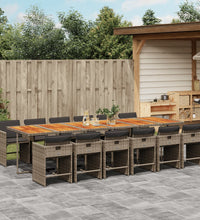 13-tlg. Garten-Essgruppe mit Kissen Grau Poly Rattan