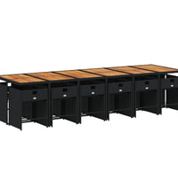 13-tlg. Garten-Essgruppe mit Kissen Schwarz Poly Rattan