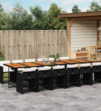 13-tlg. Garten-Essgruppe mit Kissen Schwarz Poly Rattan