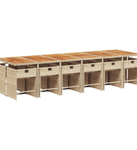 13-tlg. Garten-Essgruppe mit Kissen Beige Poly Rattan