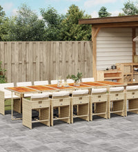 13-tlg. Garten-Essgruppe mit Kissen Beige Poly Rattan
