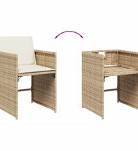 9-tlg. Garten-Essgruppe mit Kissen Beige Poly Rattan