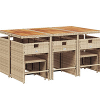 11-tlg. Garten-Essgruppe mit Kissen Beige Poly Rattan