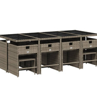 13-tlg. Garten-Essgruppe mit Kissen Grau Poly Rattan