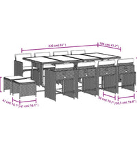 13-tlg. Garten-Essgruppe mit Kissen Braun Poly Rattan