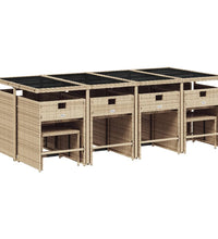 13-tlg. Garten-Essgruppe mit Kissen Beige Poly Rattan