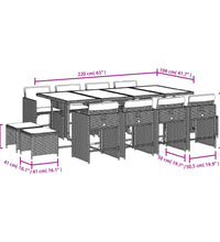 13-tlg. Garten-Essgruppe mit Kissen Beigemischung Poly Rattan