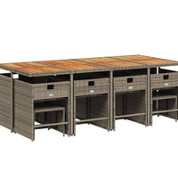 13-tlg. Garten-Essgruppe mit Kissen Grau Poly Rattan
