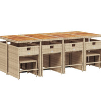 13-tlg. Garten-Essgruppe mit Kissen Beige Poly Rattan