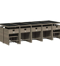 15-tlg. Garten-Essgruppe mit Kissen Grau Poly Rattan