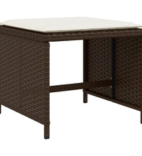 15-tlg. Garten-Essgruppe mit Kissen Braun Poly Rattan