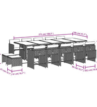 15-tlg. Garten-Essgruppe mit Kissen Braun Poly Rattan