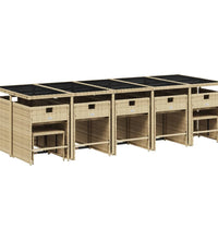 15-tlg. Garten-Essgruppe mit Kissen Beige Poly Rattan