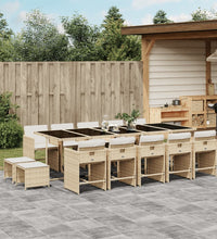 15-tlg. Garten-Essgruppe mit Kissen Beige Poly Rattan