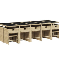 15-tlg. Garten-Essgruppe mit Kissen Beigemischung Poly Rattan